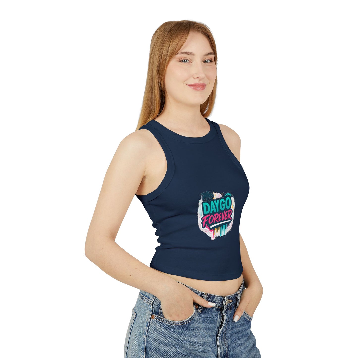 Daygo Forever Women's Crop Tank Top, Fun Summer Apparel, Beachwear, Festival Outfit, Gift for Her, Graphic Tee, Summer Vibe Tank