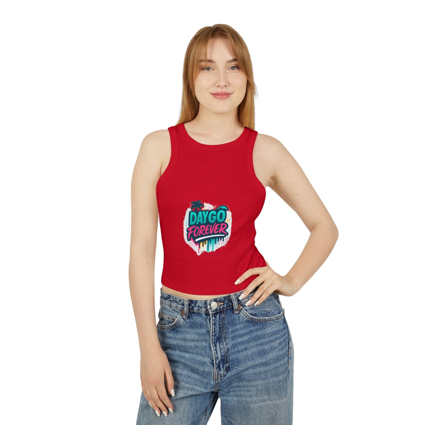 Daygo Forever Women's Crop Tank Top, Fun Summer Apparel, Beachwear, Festival Outfit, Gift for Her, Graphic Tee, Summer Vibe Tank