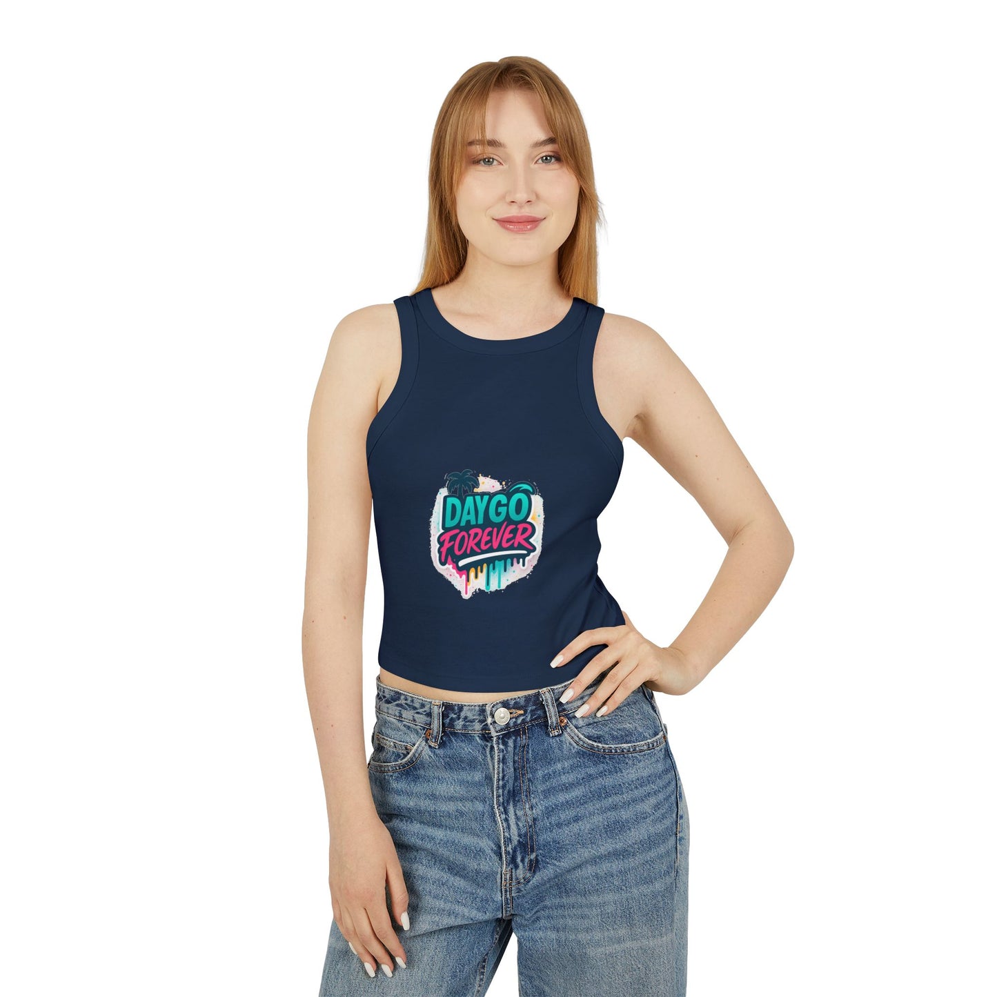 Daygo Forever Women's Crop Tank Top, Fun Summer Apparel, Beachwear, Festival Outfit, Gift for Her, Graphic Tee, Summer Vibe Tank