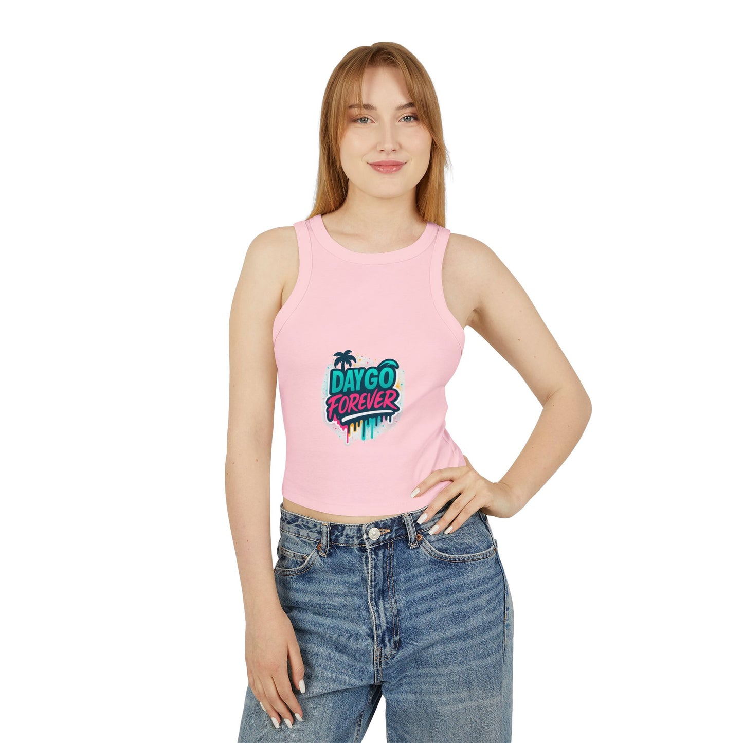 Daygo Forever Women's Crop Tank Top, Fun Summer Apparel, Beachwear, Festival Outfit, Gift for Her, Graphic Tee, Summer Vibe Tank