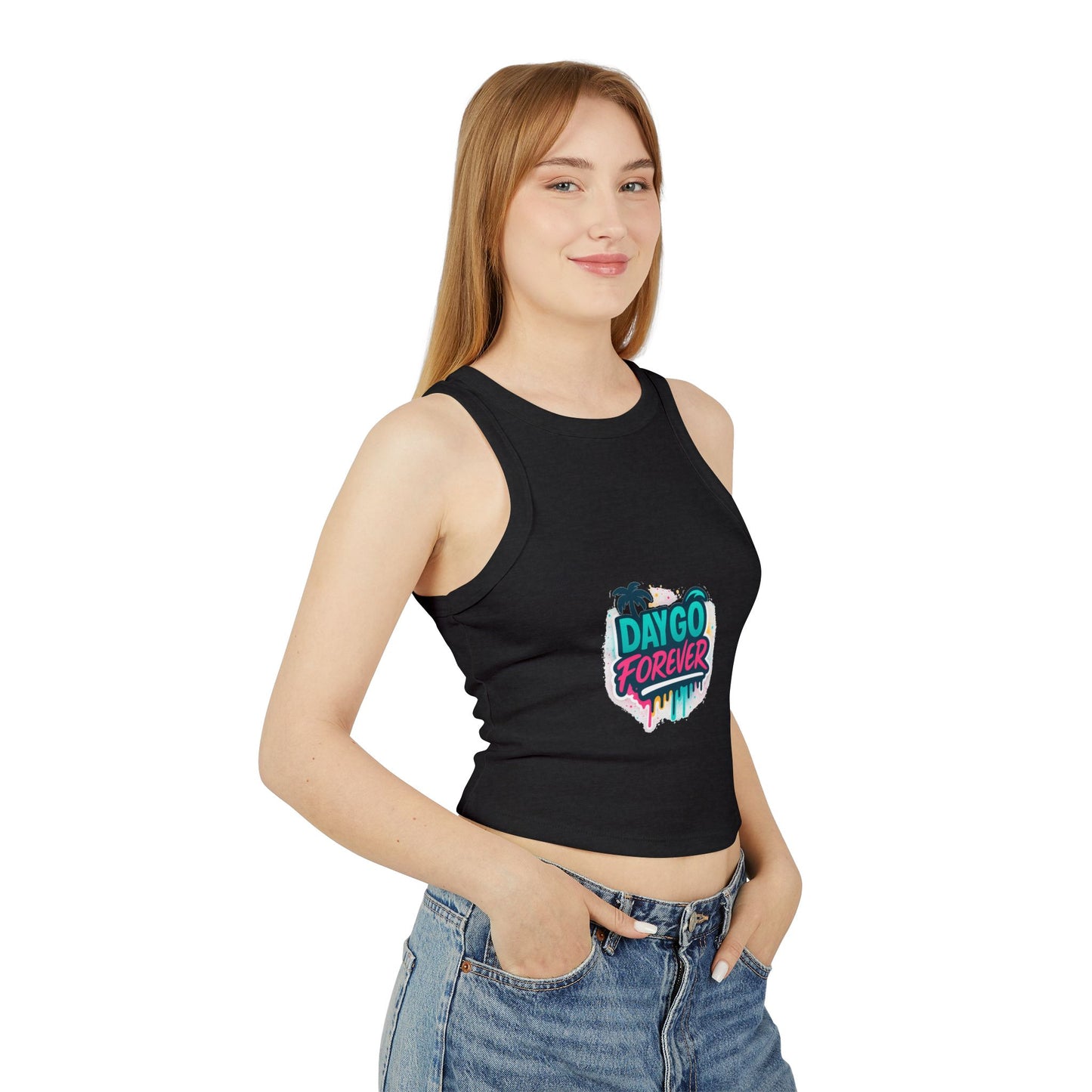 Daygo Forever Women's Crop Tank Top, Fun Summer Apparel, Beachwear, Festival Outfit, Gift for Her, Graphic Tee, Summer Vibe Tank