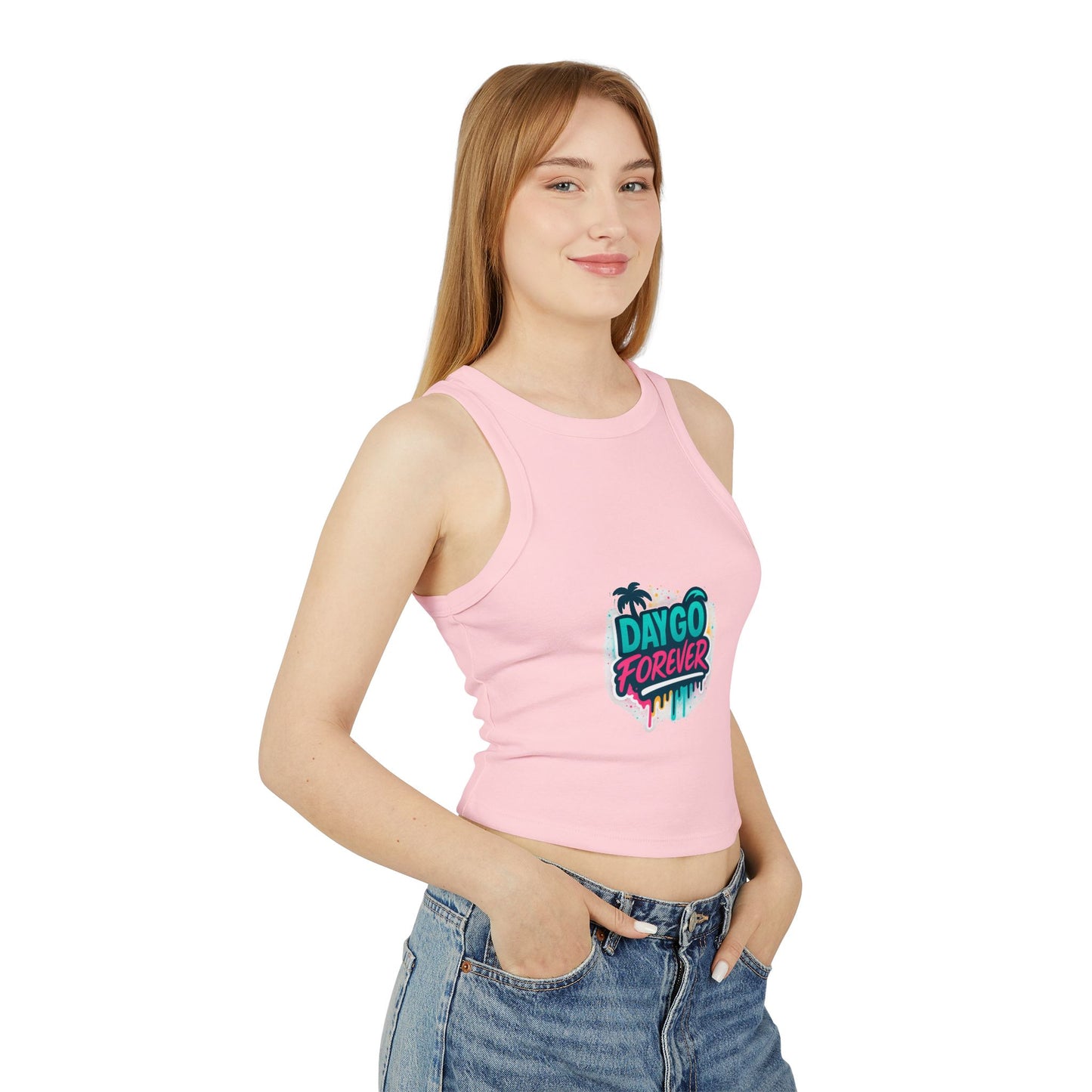 Daygo Forever Women's Crop Tank Top, Fun Summer Apparel, Beachwear, Festival Outfit, Gift for Her, Graphic Tee, Summer Vibe Tank