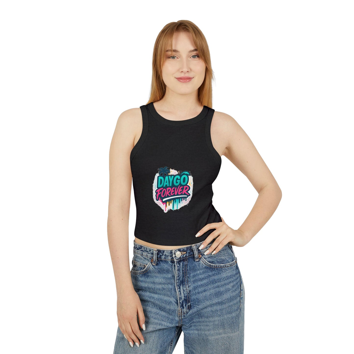 Daygo Forever Women's Crop Tank Top, Fun Summer Apparel, Beachwear, Festival Outfit, Gift for Her, Graphic Tee, Summer Vibe Tank