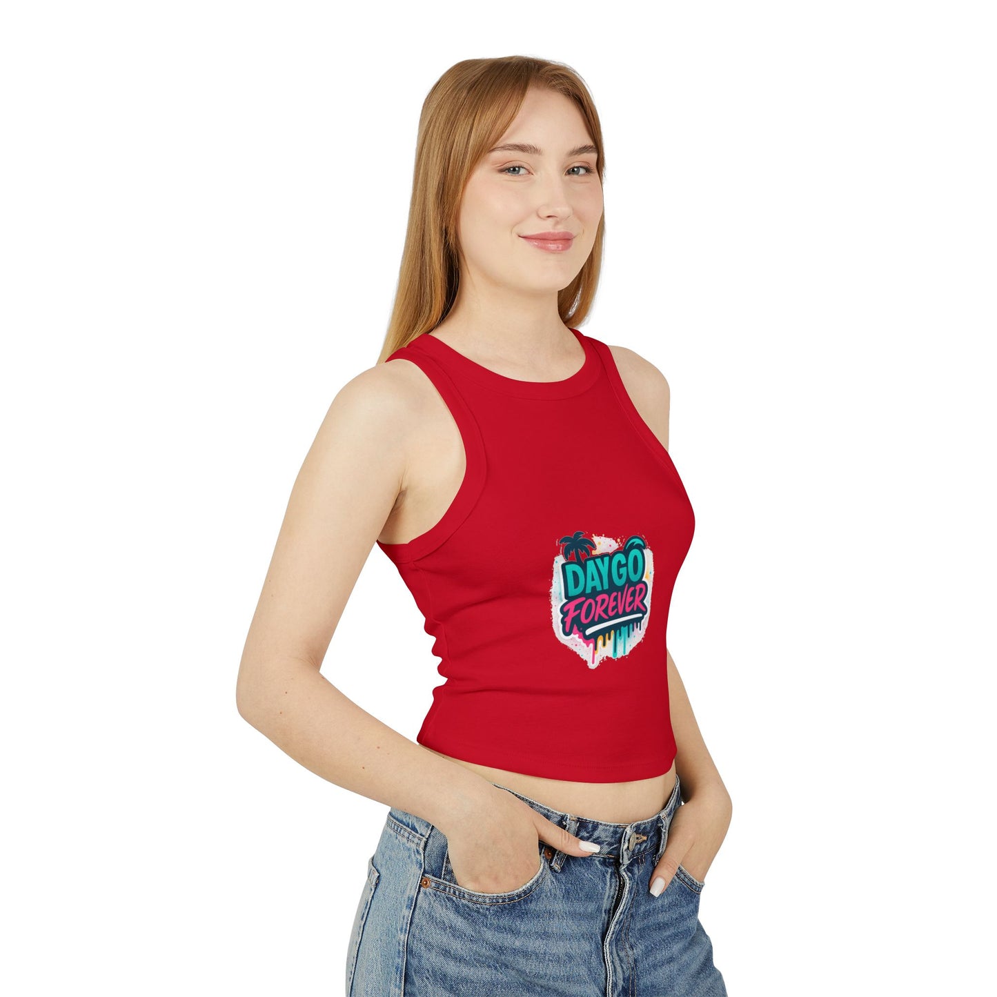 Daygo Forever Women's Crop Tank Top, Fun Summer Apparel, Beachwear, Festival Outfit, Gift for Her, Graphic Tee, Summer Vibe Tank