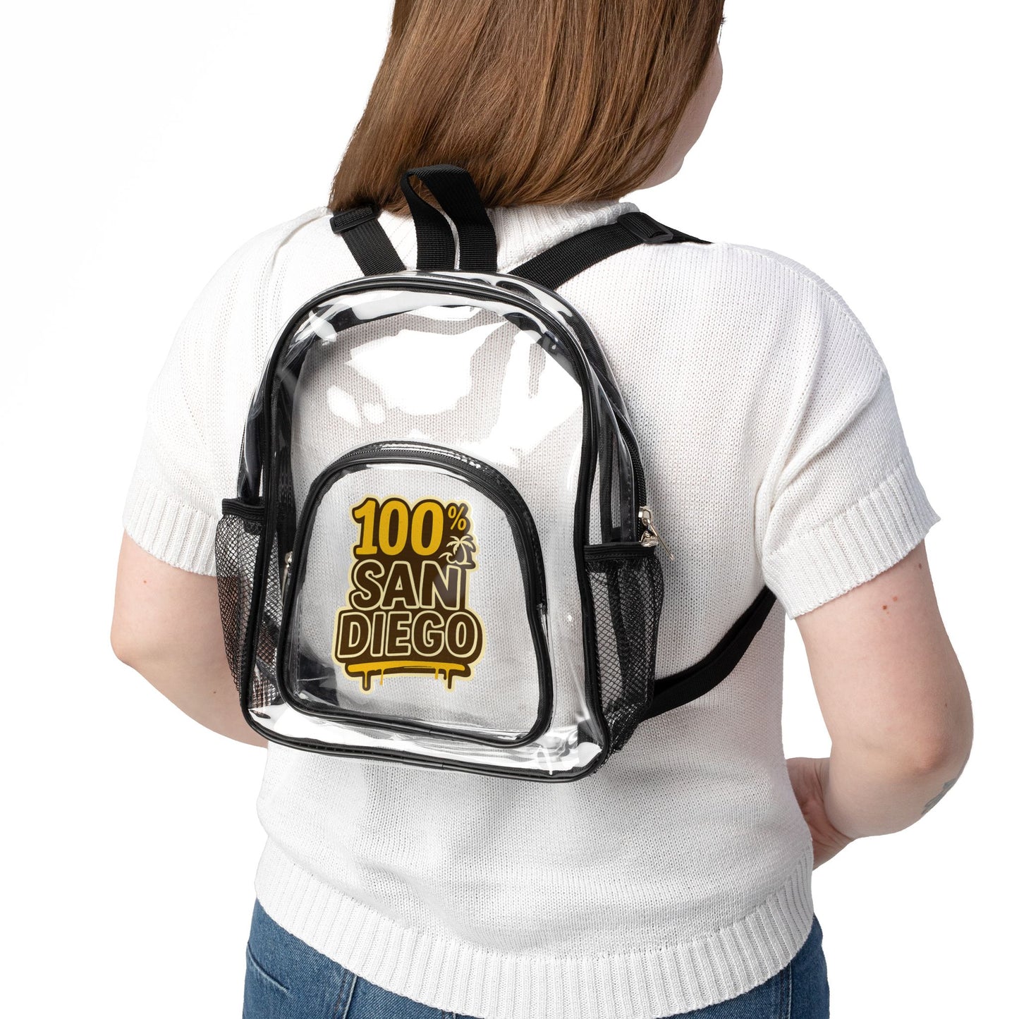 Clear Padres Colors Stadium Backpack | Game Day Essential, Concert Bag, Festival Gear, Transparent Backpack, Sports Events