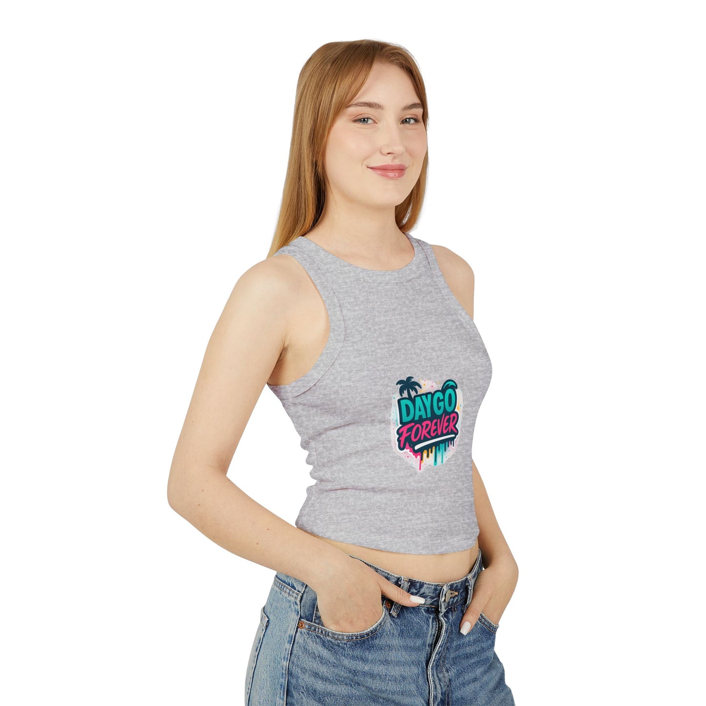 Daygo Forever Women's Crop Tank Top, Fun Summer Apparel, Beachwear, Festival Outfit, Gift for Her, Graphic Tee, Summer Vibe Tank