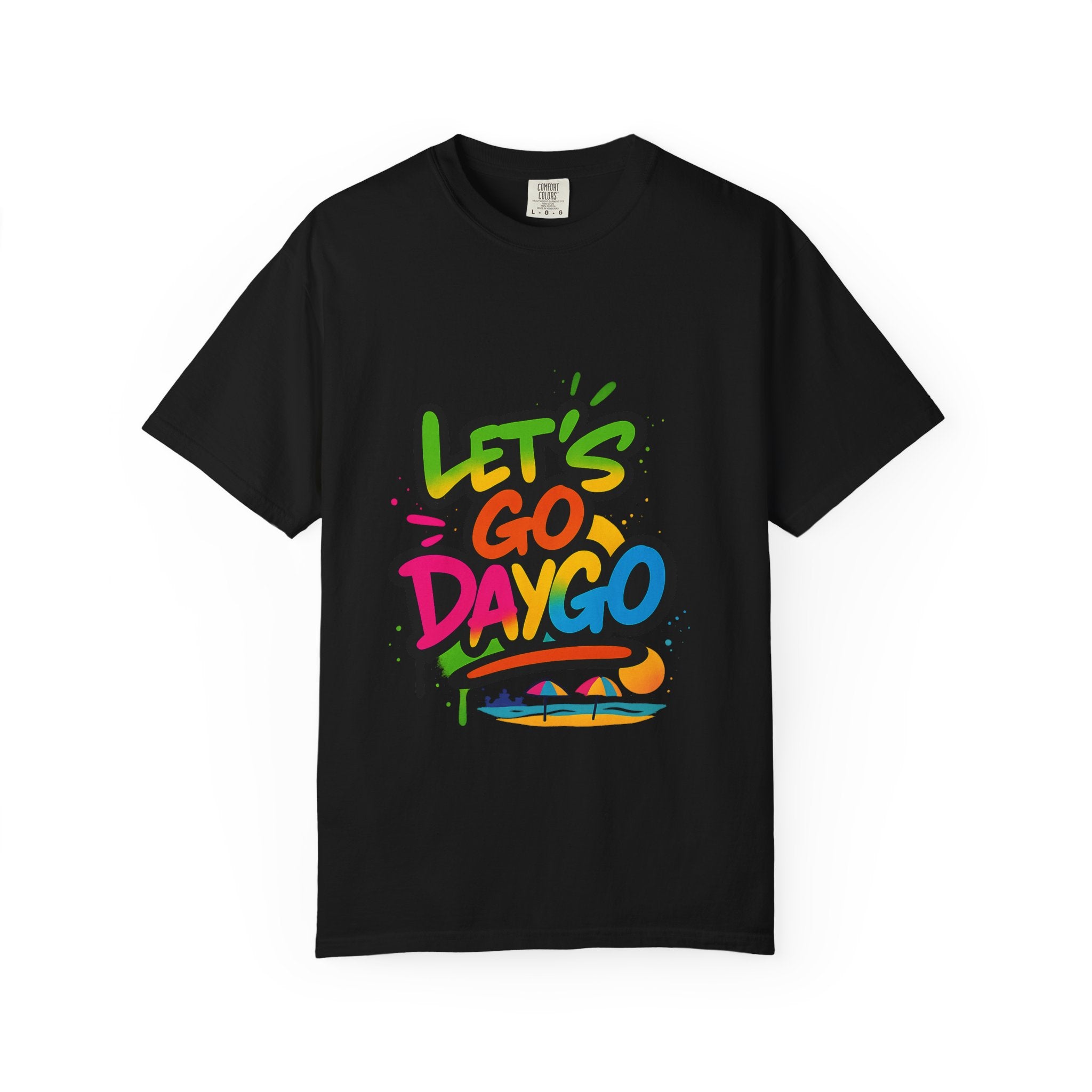 Colorful Graffi Let's Go Daygo T-Shirt, Beach Vibes, Vacation Wear, Casual Tee, Gift for Him/Her, Fun Graphic Tee
