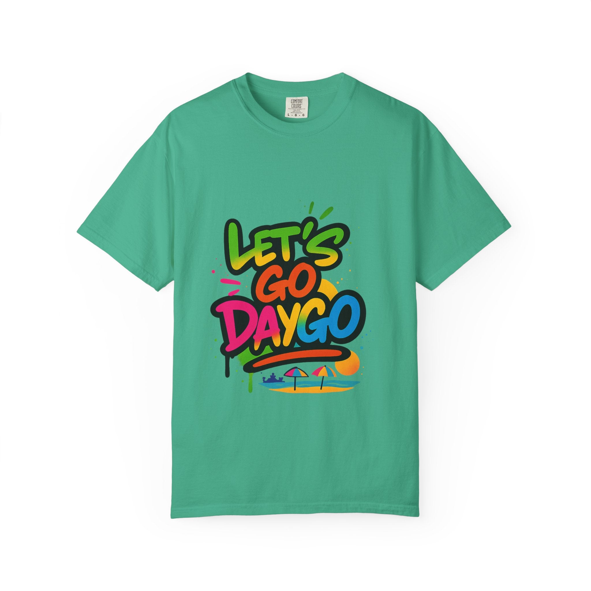 Colorful Graffi Let's Go Daygo T-Shirt, Beach Vibes, Vacation Wear, Casual Tee, Gift for Him/Her, Fun Graphic Tee