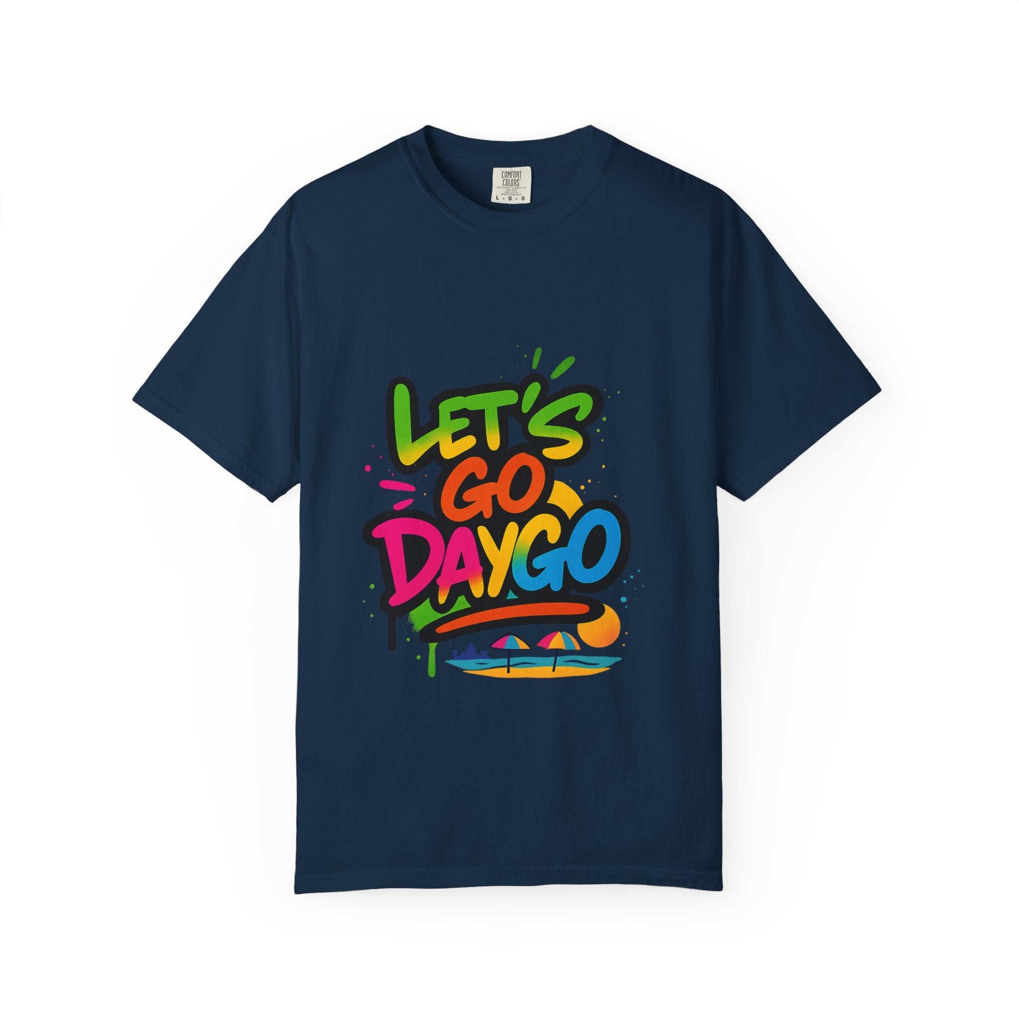 Colorful Graffi Let's Go Daygo T-Shirt, Beach Vibes, Vacation Wear, Casual Tee, Gift for Him/Her, Fun Graphic Tee