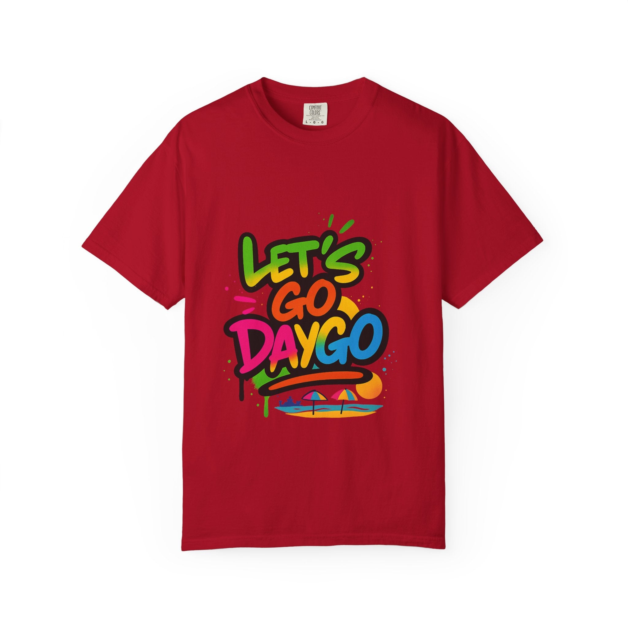 Colorful Graffi Let's Go Daygo T-Shirt, Beach Vibes, Vacation Wear, Casual Tee, Gift for Him/Her, Fun Graphic Tee
