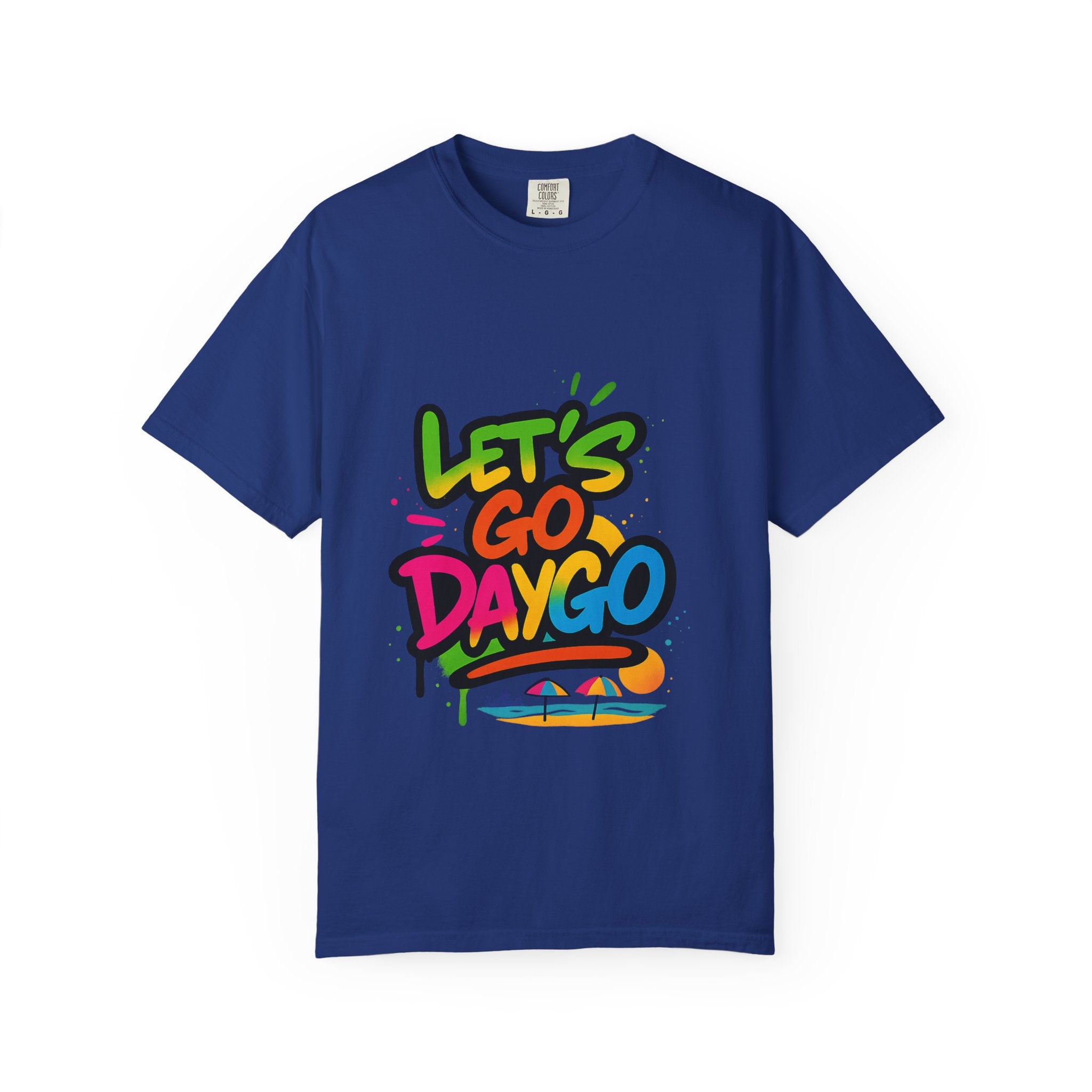 Colorful Graffi Let's Go Daygo T-Shirt, Beach Vibes, Vacation Wear, Casual Tee, Gift for Him/Her, Fun Graphic Tee