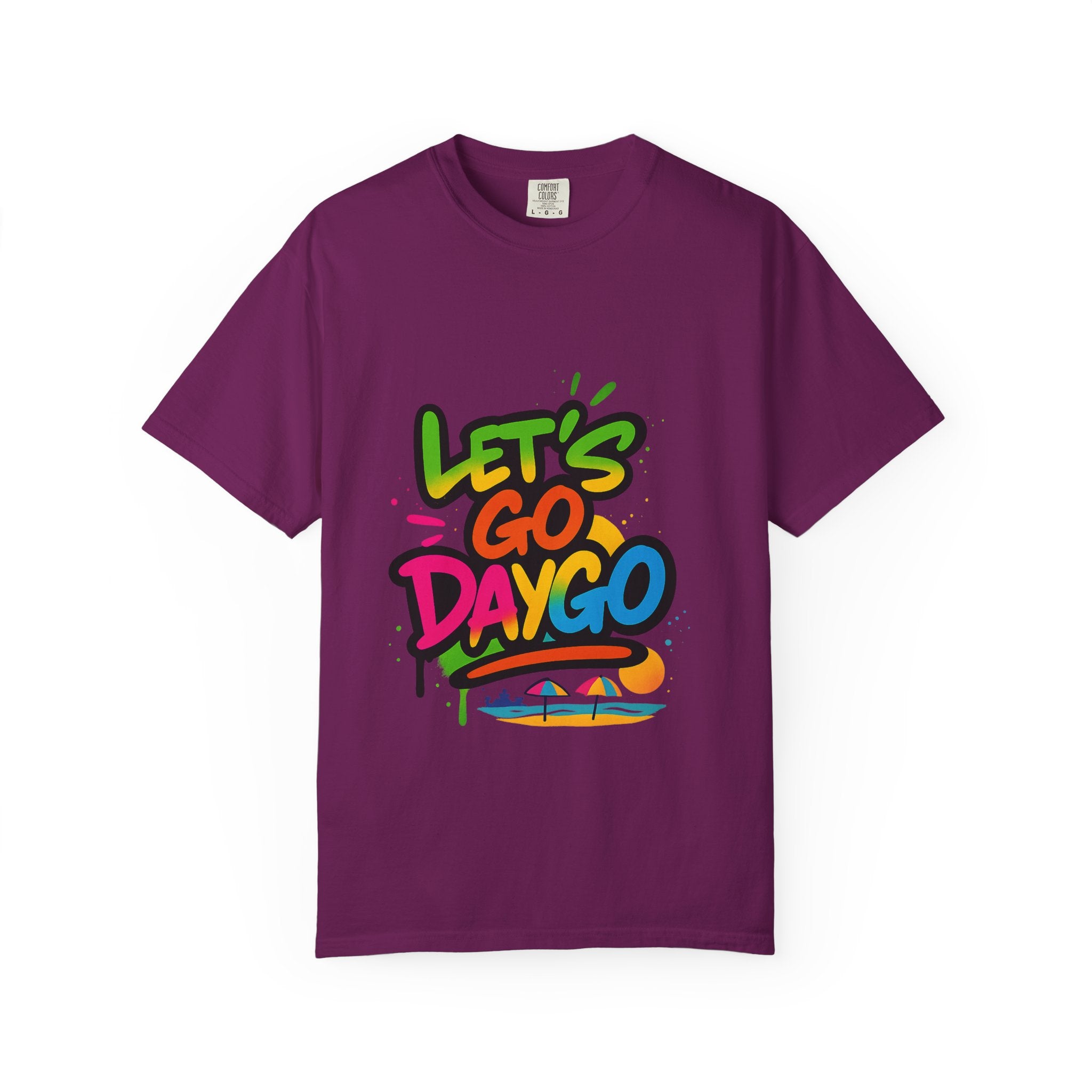Colorful Graffi Let's Go Daygo T-Shirt, Beach Vibes, Vacation Wear, Casual Tee, Gift for Him/Her, Fun Graphic Tee