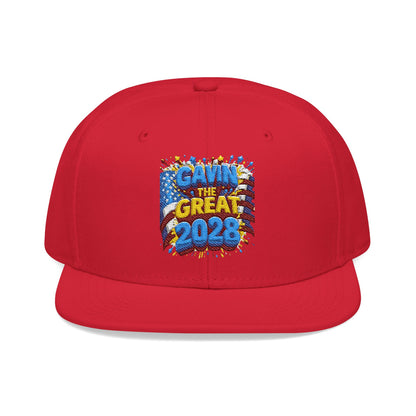 Gavin The Great 2028 Embroidered Snapback Hat - Trendy Cap for Fashion Lovers, Perfect Gift for Sports Events, Casual Outings, Streetwear, Embroidery Design