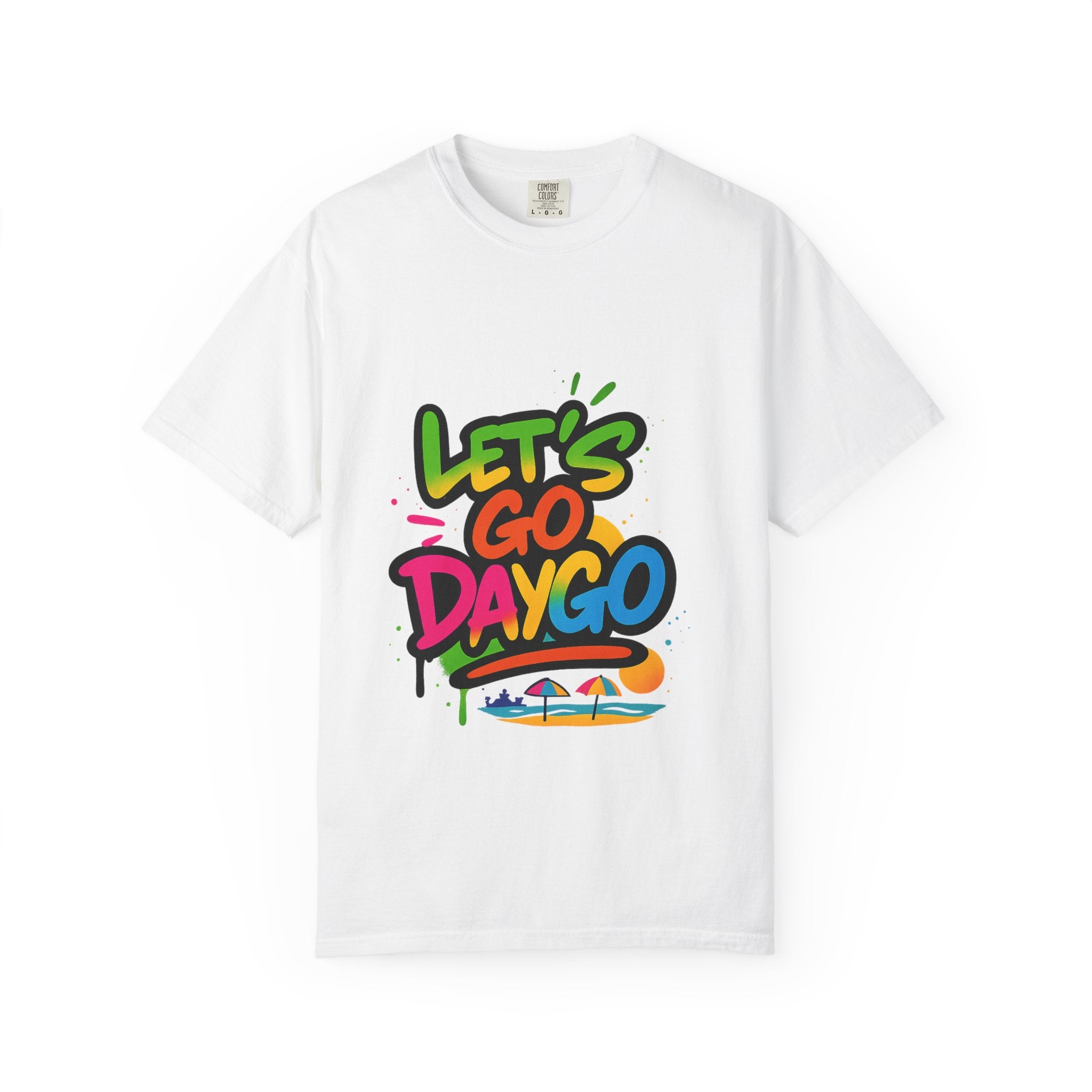 Colorful Graffi Let's Go Daygo T-Shirt, Beach Vibes, Vacation Wear, Casual Tee, Gift for Him/Her, Fun Graphic Tee