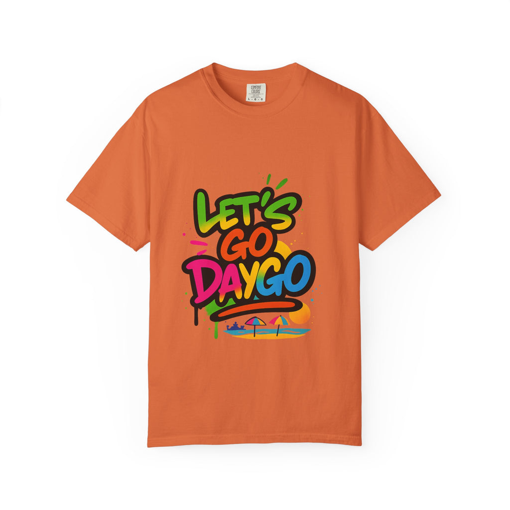 Colorful Graffi Let's Go Daygo T-Shirt, Beach Vibes, Vacation Wear, Casual Tee, Gift for Him/Her, Fun Graphic Tee