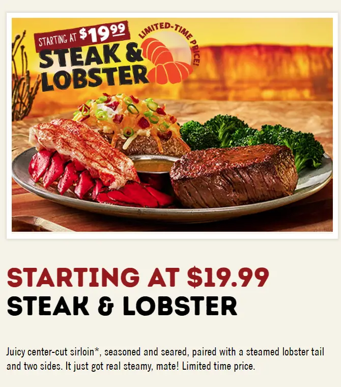 Indulge in Luxury: Outback Steakhouse’s $19.99 Steak and Lobster Special